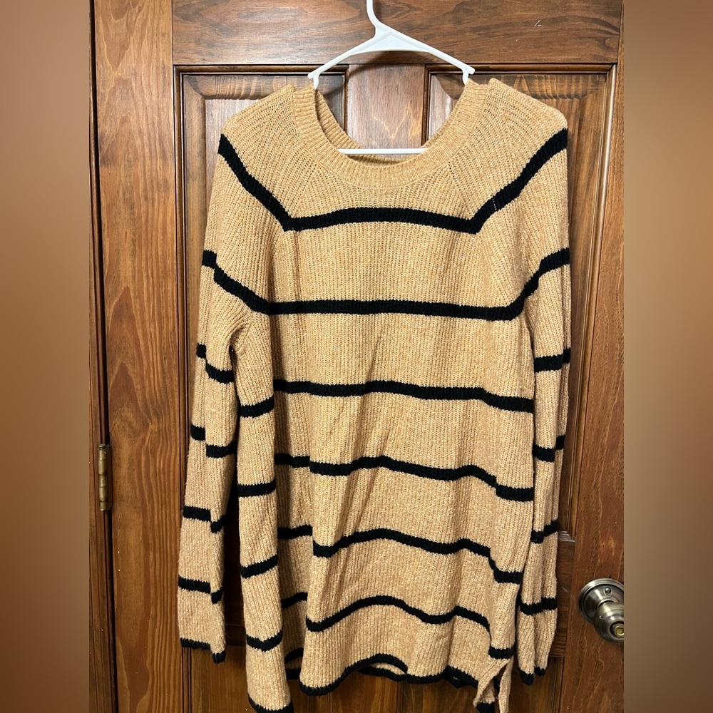 Lane Bryant Tan and Black Knit Sweater
